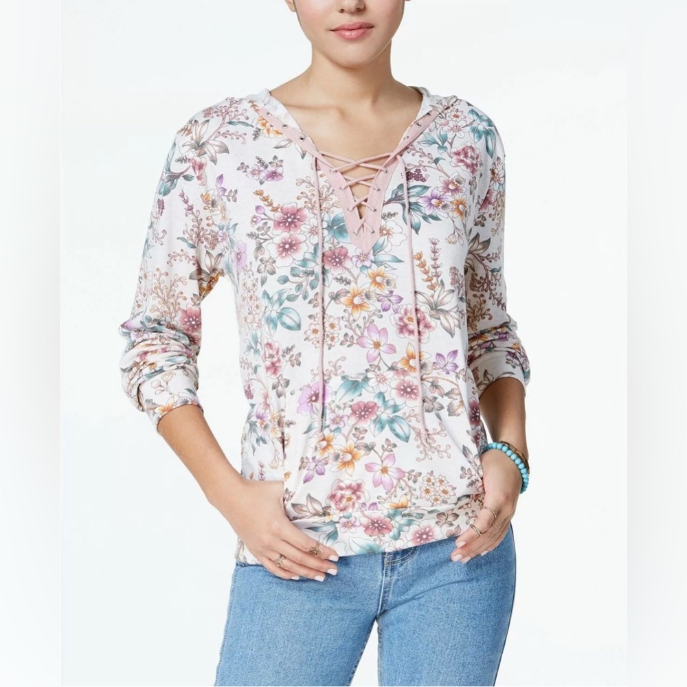 Gypsies & Moondust Floral Print Hooded Top